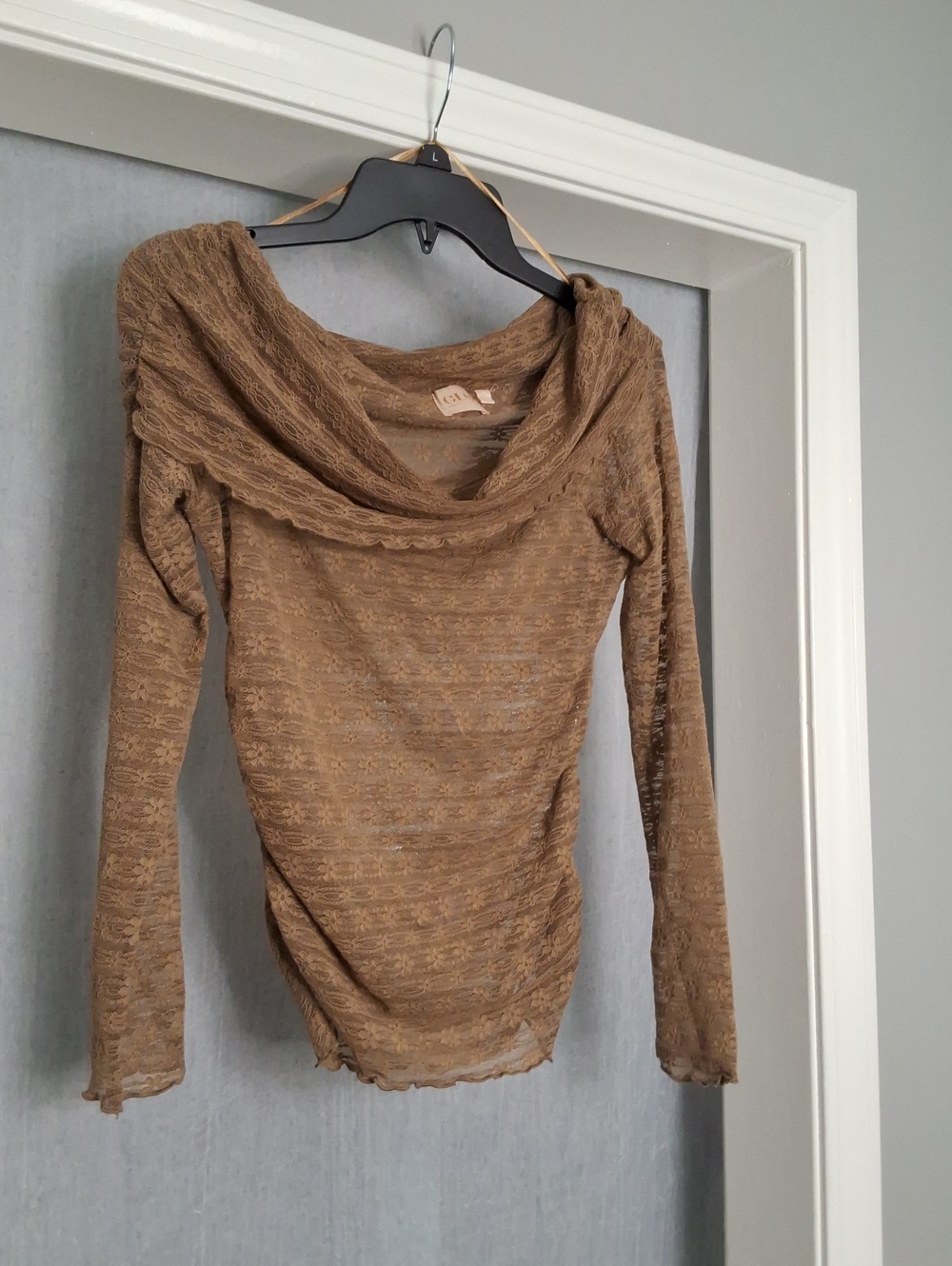 Good Luck Gem Sheer Floral Lace Top - Brown